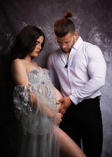 Intimate Maternity Couple Portrait with Fine Art Styling