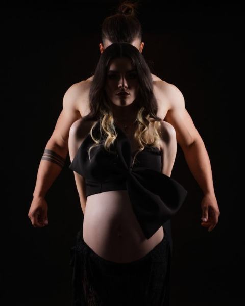 Powerful Backlit Maternity Portrait with Partner